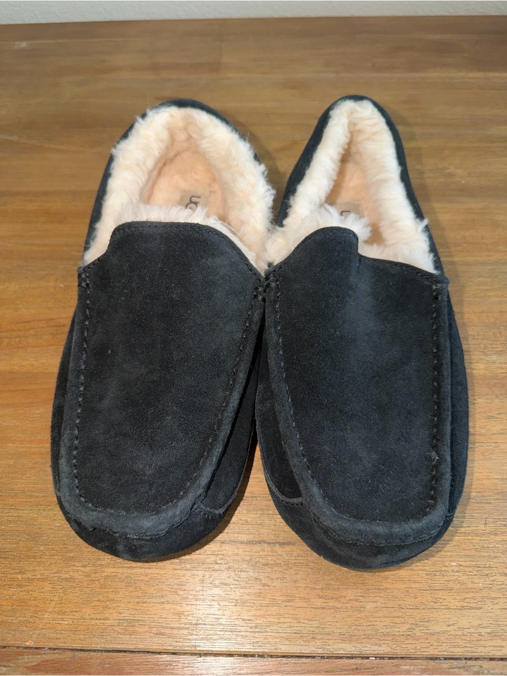 UGG Men's Black Suede Fleece-Lined Slip-On Loafers